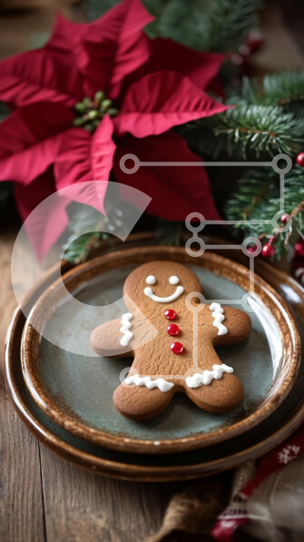 Intra Συλλεκτικό Ξύλινο Παζλ Plywood  4mm - Μπισκότο Gingerbread Man με εορταστικά στολίδια Σε Ξύλινο Κουτί - Διαστάσεις: 10x10 cm – 25 κομμάτια