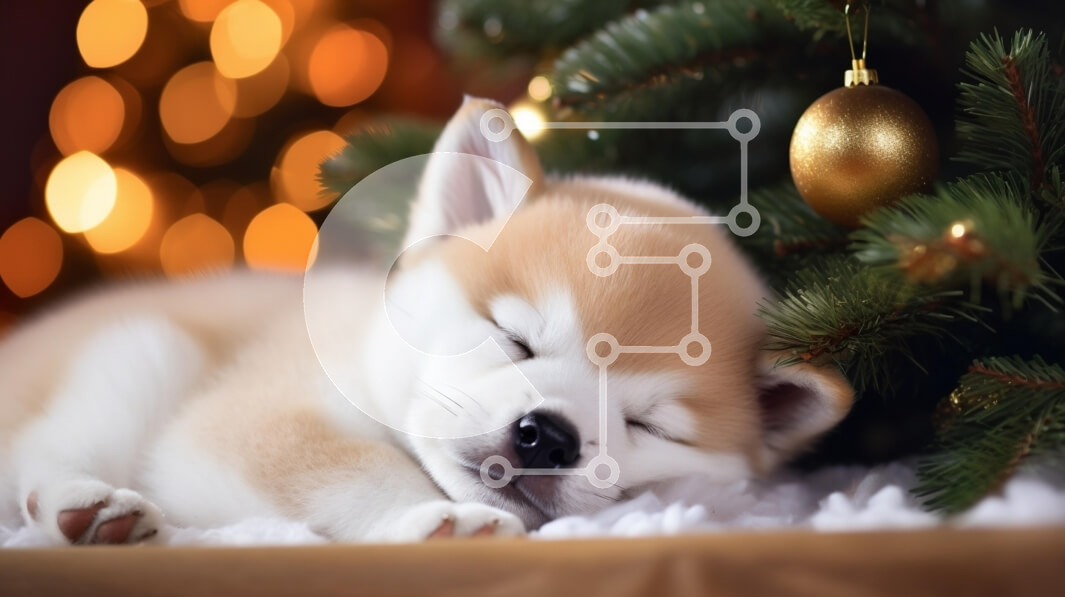 Intra Συλλεκτικό Ξύλινο Παζλ Plywood  4mm - Κουτάβι που κοιμάται κάτω από το χριστουγεννιάτικο δέντρο Σε Ξύλινο Κουτί - Διαστάσεις: 10x10 cm – 25 κομμάτια