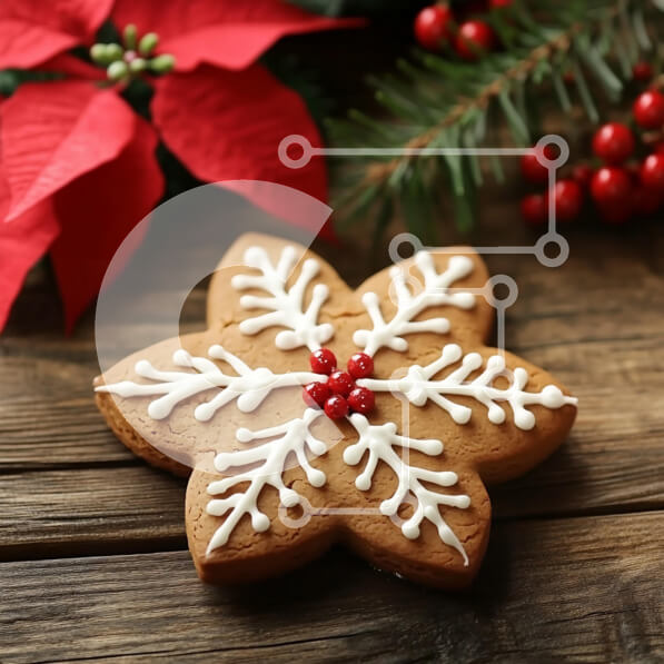 Intra Συλλεκτικό Ξύλινο Παζλ Plywood  4mm - Διακοσμημένο μπισκότο με μελόψωμο με νιφάδες χιονιού Σε Ξύλινο Κουτί - Διαστάσεις: 10x10 cm – 25 κομμάτια