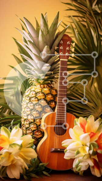 Intra Συλλεκτικό Ξύλινο Παζλ Plywood  4mm - Τροπική σκηνή με γιουκαλίλι και ανανά Σε Ξύλινο Κουτί - Διαστάσεις: 10x10 cm – 25 κομμάτια