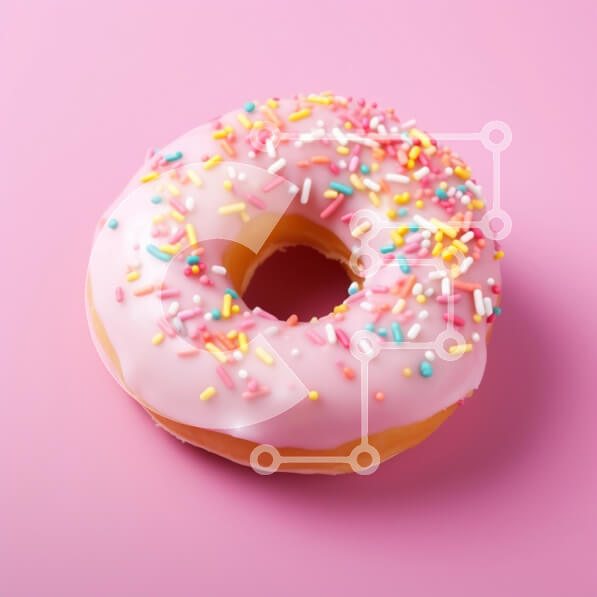 Σετ των 2 Intra Συλλεκτικό Ξύλινο Παζλ Plywood  4mm - Ροζ ντόνατ με ψεκασμούς σε ροζ φόντο Σε Ξύλινο Κουτί - Διαστάσεις: 10x10 cm – 25 κομμάτια