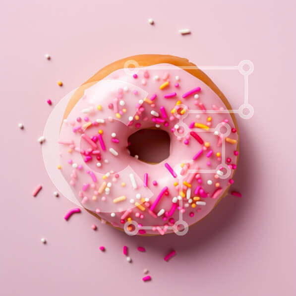 Σετ των 2 Intra Συλλεκτικό Ξύλινο Παζλ Plywood  4mm - Ροζ παγωμένο ντόνατ με ψεκασμούς σε ροζ φόντο Σε Ξύλινο Κουτί - Διαστάσεις: 10x10 cm – 25 κομμάτια