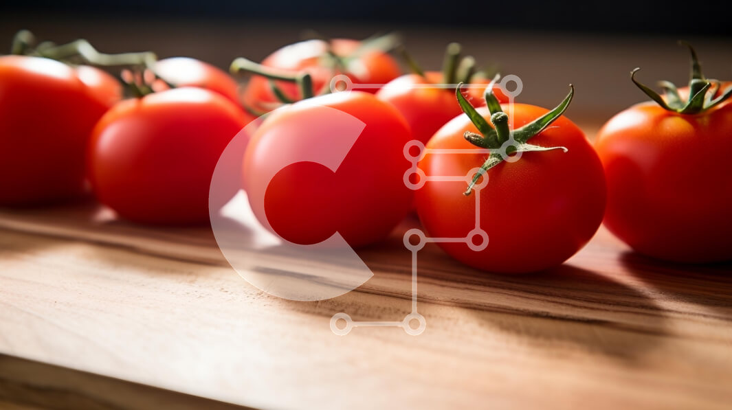 Σετ των 2 Intra Συλλεκτικό Ξύλινο Παζλ Plywood  4mm - Φρέσκες κόκκινες ντομάτες σε ξύλινη επιφάνεια Σε Ξύλινο Κουτί - Διαστάσεις: 10x10 cm – 25 κομμάτια