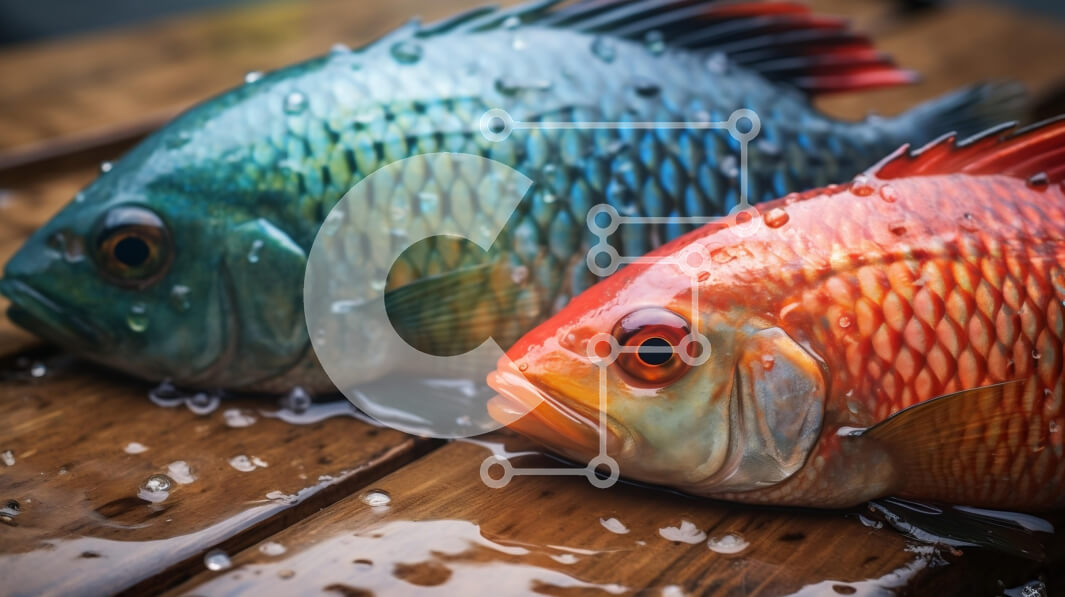 Σετ των 2 Intra Συλλεκτικό Ξύλινο Παζλ Plywood  4mm - Ζωντανά ψάρια σε ξύλινη επιφάνεια Σε Ξύλινο Κουτί - Διαστάσεις: 10x10 cm – 25 κομμάτια