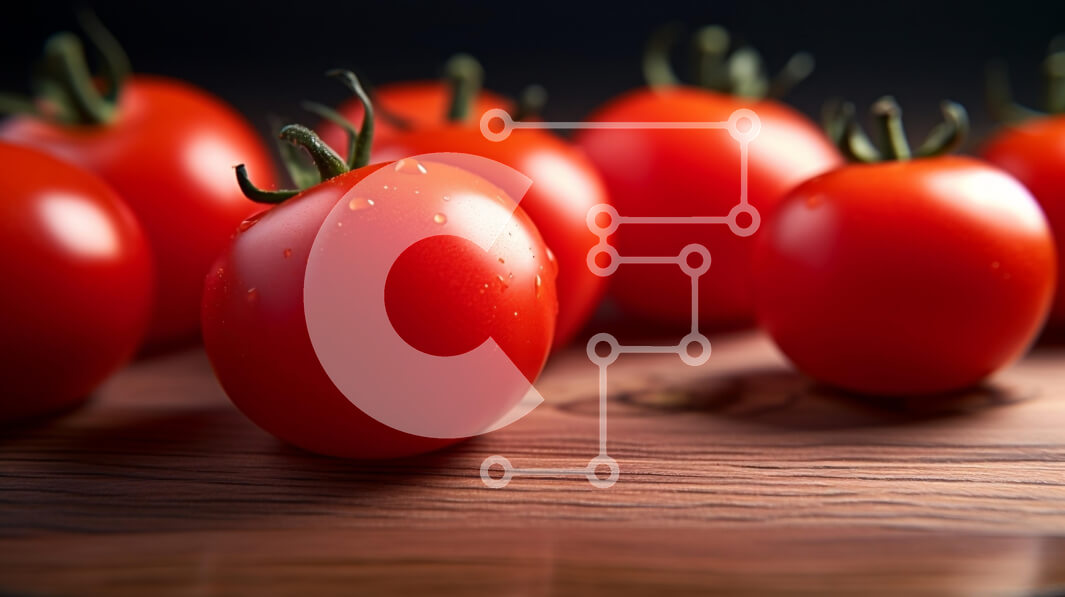 Σετ των 2 Intra Συλλεκτικό Ξύλινο Παζλ Plywood  4mm - Φρέσκες ώριμες ντομάτες σε ξύλινη επιφάνεια Σε Ξύλινο Κουτί - Διαστάσεις: 10x10 cm – 25 κομμάτια