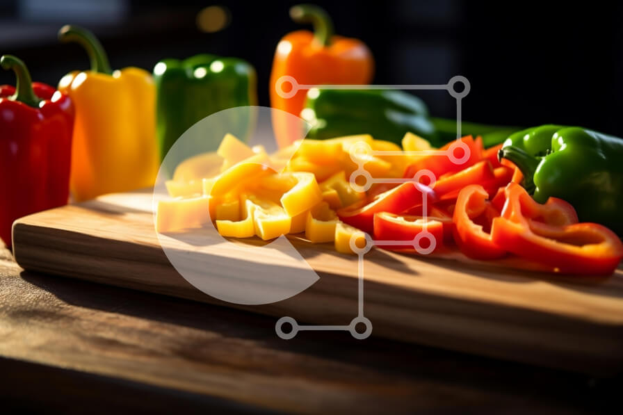 Σετ των 2 Intra Συλλεκτικό Ξύλινο Παζλ Plywood  4mm - Πολύχρωμες πιπεριές σε ένα ξύλο κοπής Σε Ξύλινο Κουτί - Διαστάσεις: 10x10 cm – 25 κομμάτια