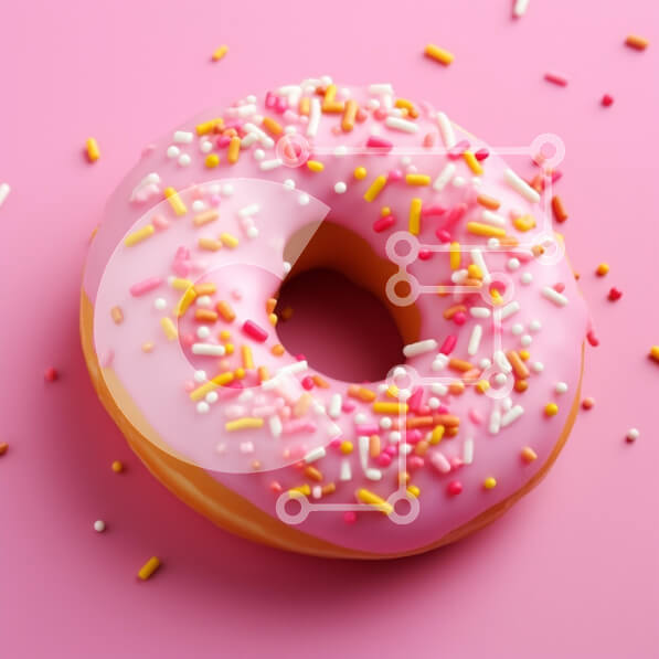 Σετ των 2 Intra Συλλεκτικό Ξύλινο Παζλ Plywood  4mm - Πολύχρωμο πασπαλισμένο ντόνατ σε ροζ φόντο Σε Ξύλινο Κουτί - Διαστάσεις: 10x10 cm – 25 κομμάτια