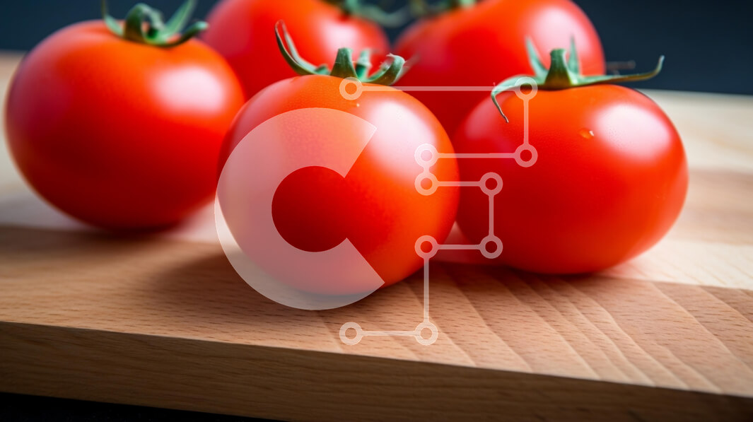 Σετ των 2 Intra Συλλεκτικό Ξύλινο Παζλ Plywood  4mm - Φρέσκες ντομάτες σε ένα ξύλο κοπής Σε Ξύλινο Κουτί - Διαστάσεις: 10x10 cm – 25 κομμάτια