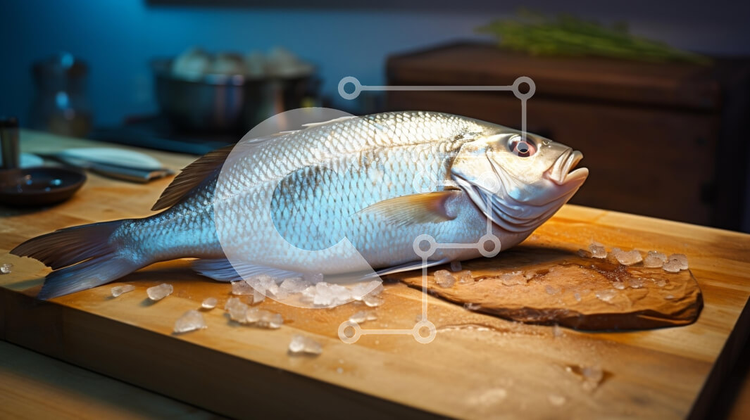 Σετ των 2 Intra Συλλεκτικό Ξύλινο Παζλ Plywood  4mm - Φρέσκα ψάρια σε ξύλινη σανίδα κοπής Σε Ξύλινο Κουτί - Διαστάσεις: 10x10 cm – 25 κομμάτια