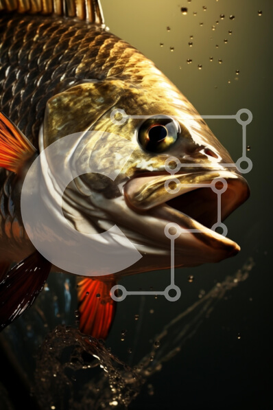 Σετ των 2 Intra Συλλεκτικό Ξύλινο Παζλ Plywood  4mm - Κοντινό πλάνο ενός ψαριού υποβρύχιο Σε Ξύλινο Κουτί - Διαστάσεις: 10x10 cm – 25 κομμάτια