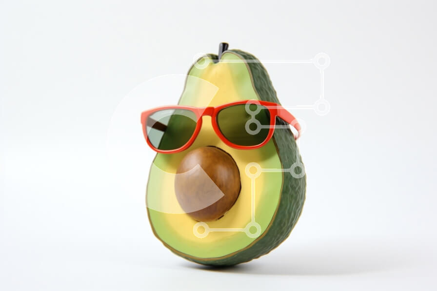 Σετ των 2 Intra Συλλεκτικό Ξύλινο Παζλ Plywood  4mm - Στυλιζαρισμένο αβοκάντο με γυαλιά ηλίου Σε Ξύλινο Κουτί - Διαστάσεις: 10x10 cm – 25 κομμάτια