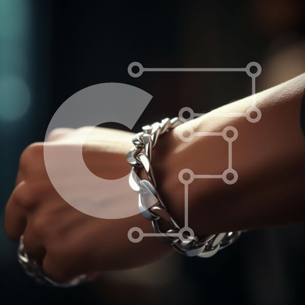 Σετ των 2 Intra Συλλεκτικό Ξύλινο Παζλ Plywood  4mm - Κοντινό πλάνο ενός βραχιολιού με ασημένια αλυσίδα στο χέρι Σε Ξύλινο Κουτί - Διαστάσεις: 10x10 cm – 25 κομμάτια