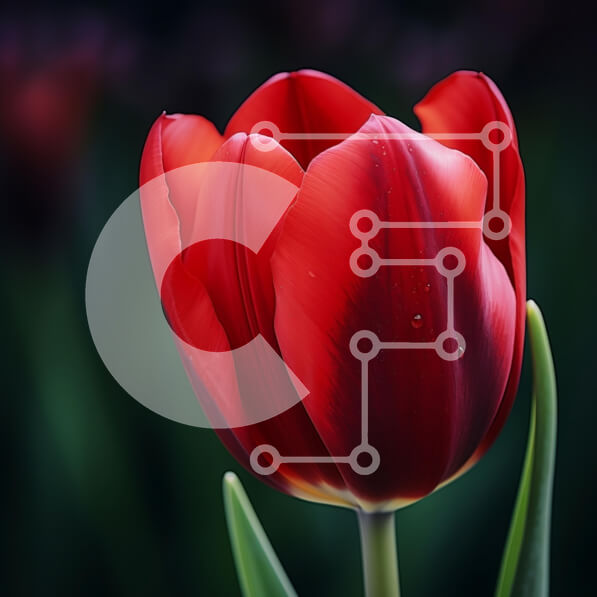 Intra Συλλεκτικό Ξύλινο Παζλ Plywood  4mm - Ζωντανή κόκκινη τουλίπα σε πλήρη άνθιση Σε Ξύλινο Κουτί - Διαστάσεις: 10x10 cm – 25 κομμάτια