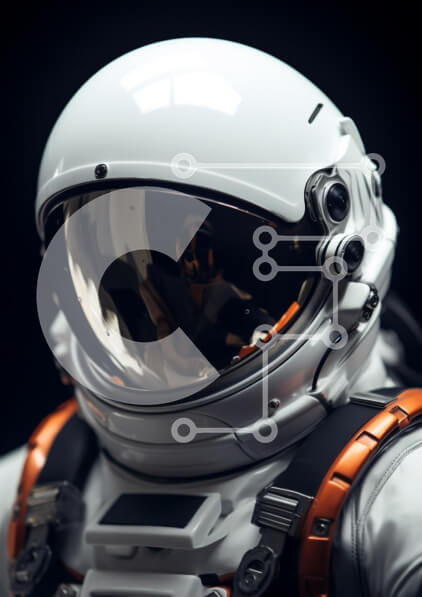 Intra Συλλεκτικό Ξύλινο Παζλ Plywood  4mm - Κοντινό πλάνο του κράνους αστροναυτών Σε Ξύλινο Κουτί - Διαστάσεις Puzzle: 10x10 cm – 25 κομμάτια