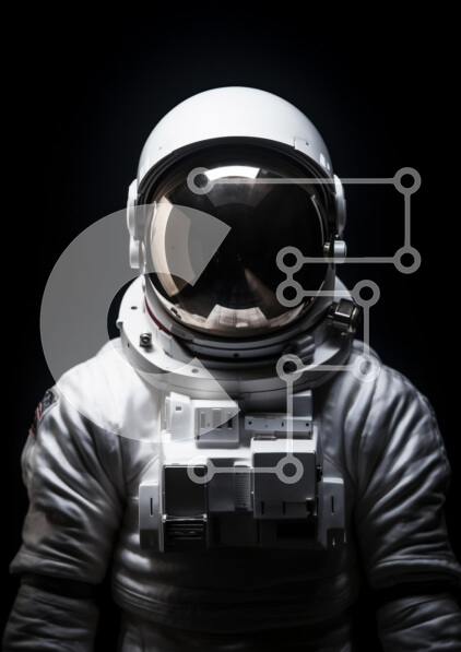 Intra Συλλεκτικό Ξύλινο Παζλ Plywood  4mm - Αστροναύτης με διαστημική στολή σε σκοτεινό φόντο Σε Ξύλινο Κουτί - Διαστάσεις Puzzle: 10x10 cm – 25 κομμάτια