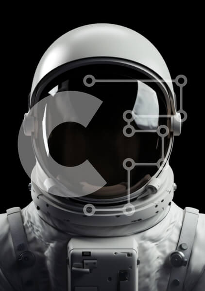 Intra Συλλεκτικό Ξύλινο Παζλ Plywood  4mm - Κράνος αστροναυτών σε μαύρο φόντο Σε Ξύλινο Κουτί - Διαστάσεις Puzzle: 10x10 cm – 25 κομμάτια