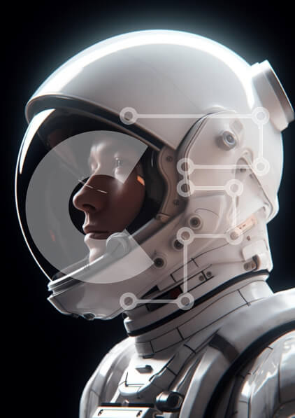 Intra Συλλεκτικό Ξύλινο Παζλ Plywood  4mm - Φουτουριστικό προφίλ αστροναύτη Σε Ξύλινο Κουτί - Διαστάσεις Puzzle: 10x10 cm – 25 κομμάτια