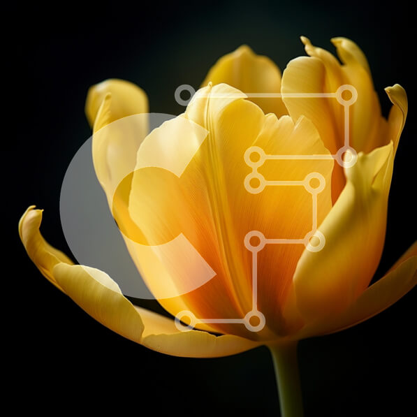 Intra Συλλεκτικό Ξύλινο Παζλ Plywood  4mm - Κίτρινο λουλούδι τουλίπας σε κοντινή απόσταση Σε Ξύλινο Κουτί - Διαστάσεις: 10x10 cm – 25 κομμάτια