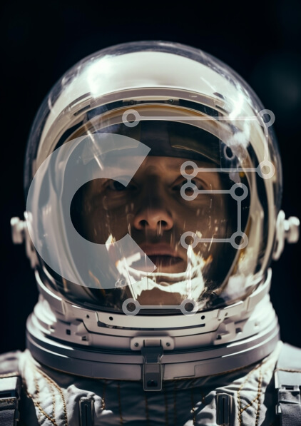 Intra Συλλεκτικό Ξύλινο Παζλ Plywood  4mm - Κράνος αστροναύτης στο διάστημα Σε Ξύλινο Κουτί - Διαστάσεις Puzzle: 10x10 cm – 25 κομμάτια