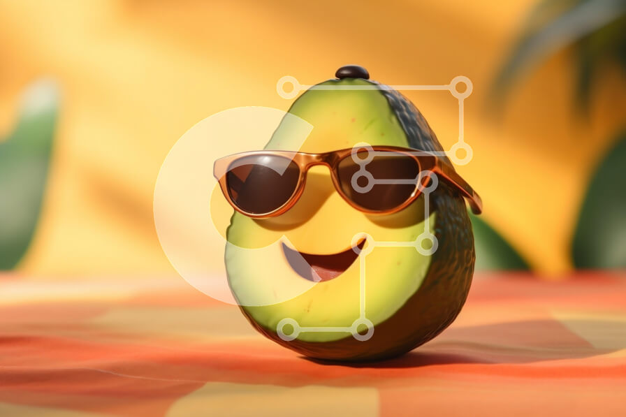 Σετ των 2 Intra Συλλεκτικό Ξύλινο Παζλ Plywood  4mm - Χαρούμενος χαρακτήρας αβοκάντο με γυαλιά ηλίου Σε Ξύλινο Κουτί - Διαστάσεις: 10x10 cm – 25 κομμάτια