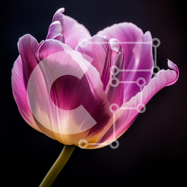 Intra Συλλεκτικό Ξύλινο Παζλ Plywood  4mm - Ζωντανή τουλίπα με ροζ πέταλα Σε Ξύλινο Κουτί - Διαστάσεις: 10x10 cm – 25 κομμάτια