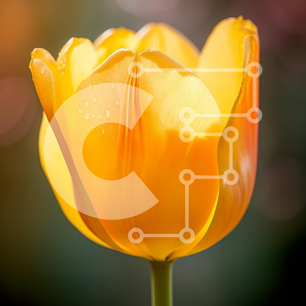 Intra Συλλεκτικό Ξύλινο Παζλ Plywood  4mm - Ζωντανή κίτρινη τουλίπα με σταγονίδια νερού Σε Ξύλινο Κουτί - Διαστάσεις: 10x10 cm – 25 κομμάτια