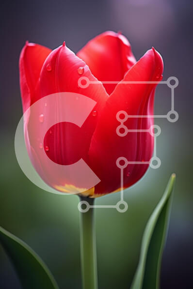 Σετ των 2 Intra Συλλεκτικό Ξύλινο Παζλ Plywood  4mm - Όμορφη κόκκινη τουλίπα με σταγονίδια νερού Σε Ξύλινο Κουτί - Διαστάσεις: 10x10 cm – 25 κομμάτια