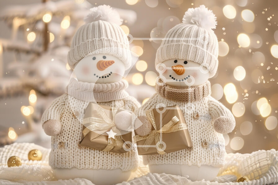 Intra Συλλεκτικό Ξύλινο Παζλ Plywood  4mm - Χαρούμενοι χιονάνθρωποι με δώρα Σε Ξύλινο Κουτί - Διαστάσεις: 10x10 cm – 25 κομμάτια