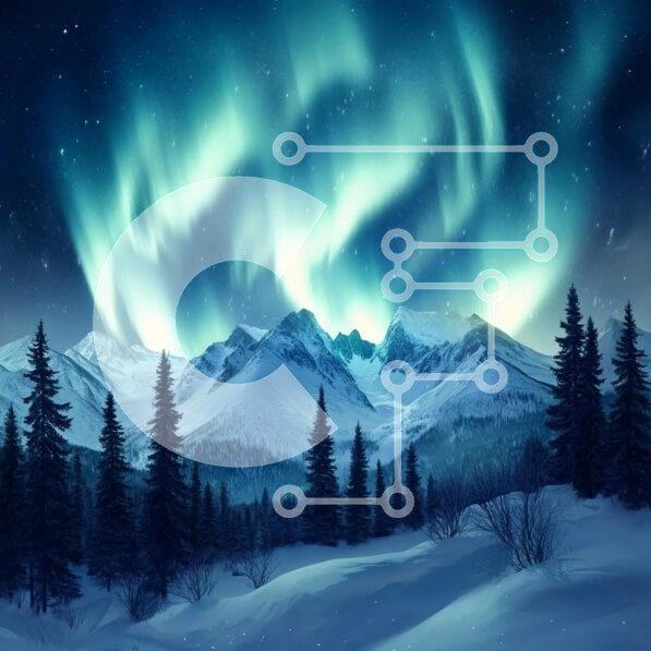 Intra Συλλεκτικό Ξύλινο Παζλ Plywood  4mm - Βόρειο Σέλας πέρα ​​από τα μεγαλοπρεπή βουνά Σε Ξύλινο Κουτί - Διαστάσεις: 10x10 cm – 25 κομμάτια