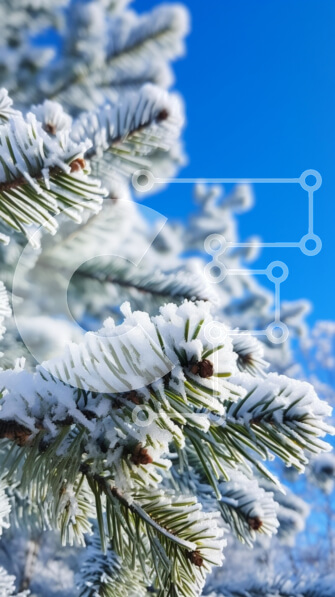 Σετ των 2 Intra Συλλεκτικό Ξύλινο Παζλ Plywood  4mm - Χιονισμένο πεύκο ενάντια στο γαλάζιο του ουρανού Σε Ξύλινο Κουτί - Διαστάσεις: 10x10 cm – 25 κομμάτια