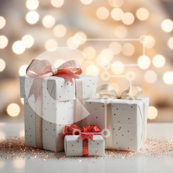 Intra Συλλεκτικό Ξύλινο Παζλ Plywood  4mm - Εορταστικά δώρα Χριστουγέννων με φόντο Bokeh Σε Ξύλινο Κουτί - Διαστάσεις: 10x10 cm – 25 κομμάτια