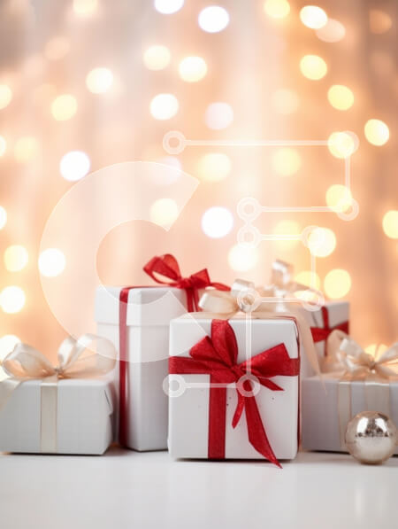 Intra Συλλεκτικό Ξύλινο Παζλ Plywood  4mm - Εορταστικά τυλιγμένα κουτιά δώρων με φόντο Bokeh Σε Ξύλινο Κουτί - Διαστάσεις: 10x10 cm – 25 κομμάτια