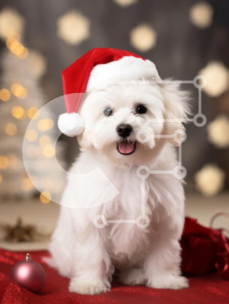 Σετ των 2 Intra Συλλεκτικό Ξύλινο Παζλ Plywood  4mm - Εορταστικό σκυλί με χριστουγεννιάτικο καπέλο Σε Ξύλινο Κουτί - Διαστάσεις: 10x10 cm – 25 κομμάτια