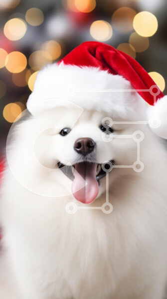 Σετ των 2 Intra Συλλεκτικό Ξύλινο Παζλ Plywood  4mm - Γιορτινό σκυλί με καπέλο Άγιου Βασίλη Σε Ξύλινο Κουτί - Διαστάσεις: 10x10 cm – 25 κομμάτια