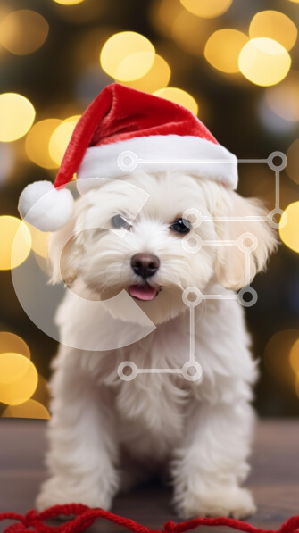 Σετ των 2 Intra Συλλεκτικό Ξύλινο Παζλ Plywood  4mm - Αξιολάτρευτο σκυλί με καπέλο Άγιου Βασίλη Σε Ξύλινο Κουτί - Διαστάσεις: 10x10 cm – 25 κομμάτια