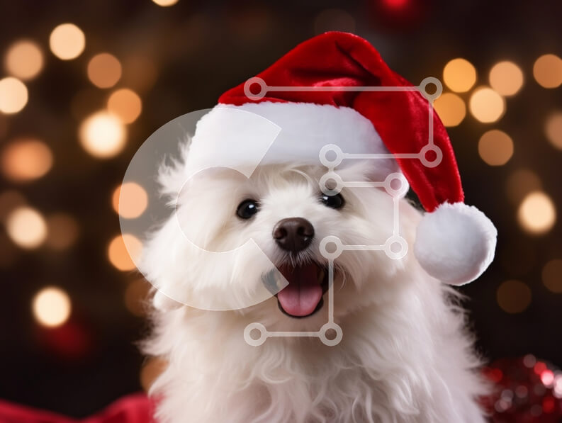 Σετ των 2 Intra Συλλεκτικό Ξύλινο Παζλ Plywood  4mm - Ευτυχισμένος σκύλος με καπέλο Άγιου Βασίλη για τα Χριστούγεννα Σε Ξύλινο Κουτί - Διαστάσεις: 10x10 cm – 25 κομμάτια