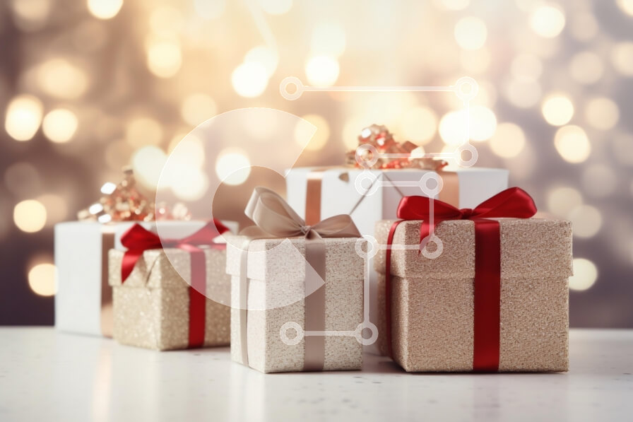 Intra Συλλεκτικό Ξύλινο Παζλ Plywood  4mm - Χριστουγεννιάτικα δώρα με εορταστικό φόντο Σε Ξύλινο Κουτί - Διαστάσεις: 10x10 cm – 25 κομμάτια