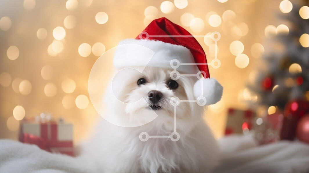 Intra Συλλεκτικό Ξύλινο Παζλ Plywood  4mm - Χαριτωμένο σκυλί με καπέλο Άγιου Βασίλη για τα Χριστούγεννα Σε Ξύλινο Κουτί - Διαστάσεις: 10x10 cm – 25 κομμάτια