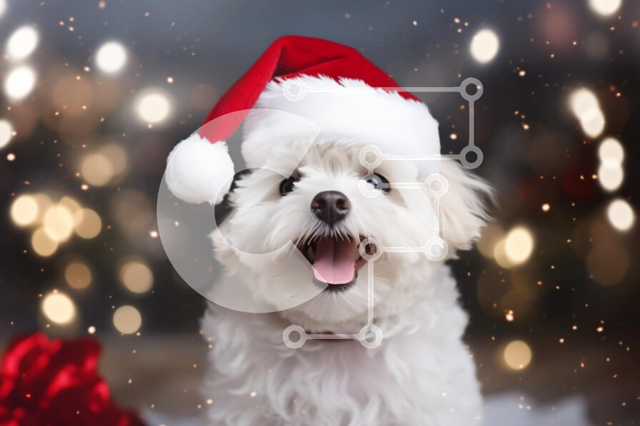 Σετ των 2 Intra Συλλεκτικό Ξύλινο Παζλ Plywood  4mm - Ευτυχισμένος σκύλος με καπέλο Άγιου Βασίλη Σε Ξύλινο Κουτί - Διαστάσεις: 10x10 cm – 25 κομμάτια