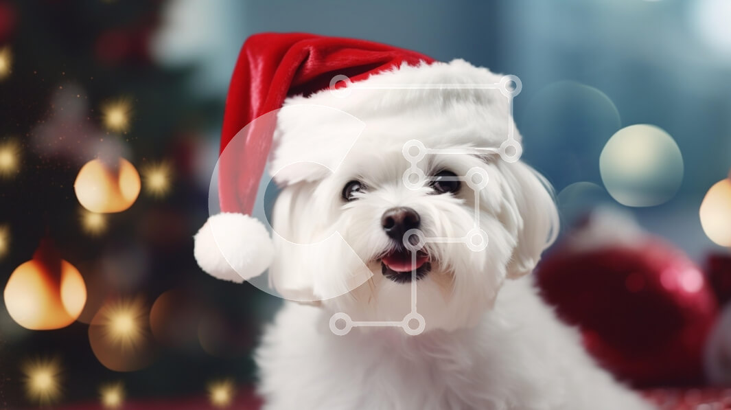 Σετ των 2 Intra Συλλεκτικό Ξύλινο Παζλ Plywood  4mm - Εορταστικό σκυλί με καπέλο Άγιου Βασίλη Σε Ξύλινο Κουτί - Διαστάσεις: 10x10 cm – 25 κομμάτια