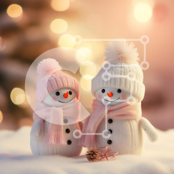 Intra Συλλεκτικό Ξύλινο Παζλ Plywood  4mm - Γοητευτικοί χιονάνθρωποι με εορταστικά στολίδια Σε Ξύλινο Κουτί - Διαστάσεις: 10x10 cm – 25 κομμάτια