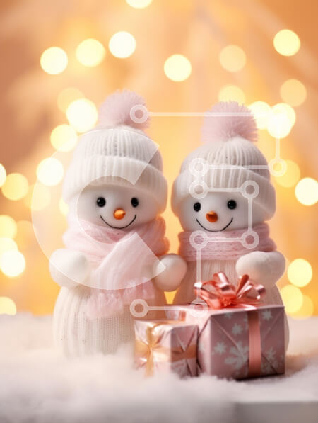 Intra Συλλεκτικό Ξύλινο Παζλ Plywood  4mm - Χιονάνθρωποι με κουτί δώρου σε περιβάλλον διακοπών Σε Ξύλινο Κουτί - Διαστάσεις: 10x10 cm – 25 κομμάτια