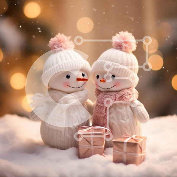 Intra Συλλεκτικό Ξύλινο Παζλ Plywood  4mm - Χαριτωμένοι χιονάνθρωποι με γιορτινά δώρα Σε Ξύλινο Κουτί - Διαστάσεις: 10x10 cm – 25 κομμάτια