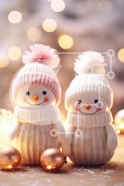 Intra Συλλεκτικό Ξύλινο Παζλ Plywood  4mm - Χαρούμενοι χιονάνθρωποι σε σκηνικό διακοπών Σε Ξύλινο Κουτί - Διαστάσεις: 10x10 cm – 25 κομμάτια