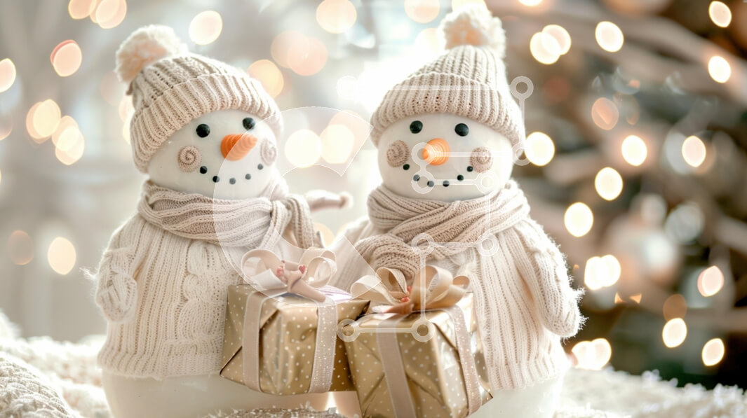 Intra Συλλεκτικό Ξύλινο Παζλ Plywood  4mm - Χαρούμενοι χιονάνθρωποι με χριστουγεννιάτικα δώρα Σε Ξύλινο Κουτί - Διαστάσεις: 10x10 cm – 25 κομμάτια