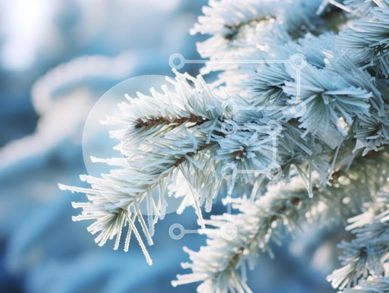 Intra Συλλεκτικό Ξύλινο Παζλ Plywood  4mm - Κλαδί πεύκου καλυμμένο με παγετό το χειμώνα Σε Ξύλινο Κουτί - Διαστάσεις: 10x10 cm – 25 κομμάτια