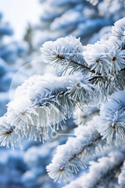 Σετ των 2 Intra Συλλεκτικό Ξύλινο Παζλ Plywood  4mm - Παγωμένα κλαδιά πεύκου το χειμώνα Σε Ξύλινο Κουτί - Διαστάσεις: 10x10 cm – 25 κομμάτια