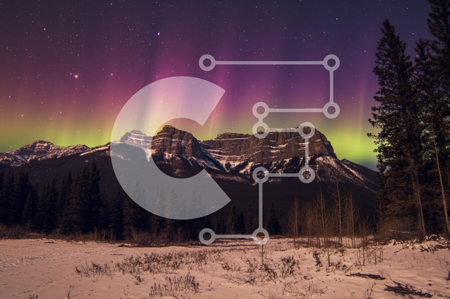 Intra Συλλεκτικό Ξύλινο Παζλ Plywood  4mm - Βόρειο Σέλας πέρα ​​από το ορεινό τοπίο Σε Ξύλινο Κουτί - Διαστάσεις: 10x10 cm – 25 κομμάτια