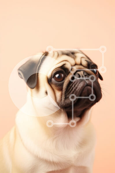 Σετ των 2 Intra Συλλεκτικό Ξύλινο Παζλ Plywood  4mm - Πορτρέτο ενός σκύλου πατημασιά σε φόντο ροδάκινου Σε Ξύλινο Κουτί - Διαστάσεις: 10x10 cm – 25 κομμάτια