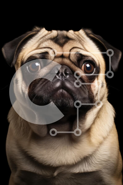 Σετ των 2 Intra Συλλεκτικό Ξύλινο Παζλ Plywood  4mm - Close-up πορτρέτο ενός σκύλου πατημασιά Σε Ξύλινο Κουτί - Διαστάσεις: 10x10 cm – 25 κομμάτια